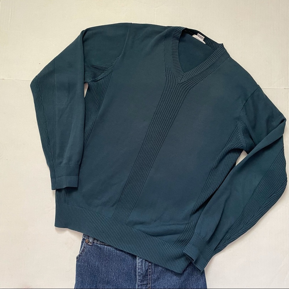 Barney’s New York Blue Silk Blend V Neck Sweater